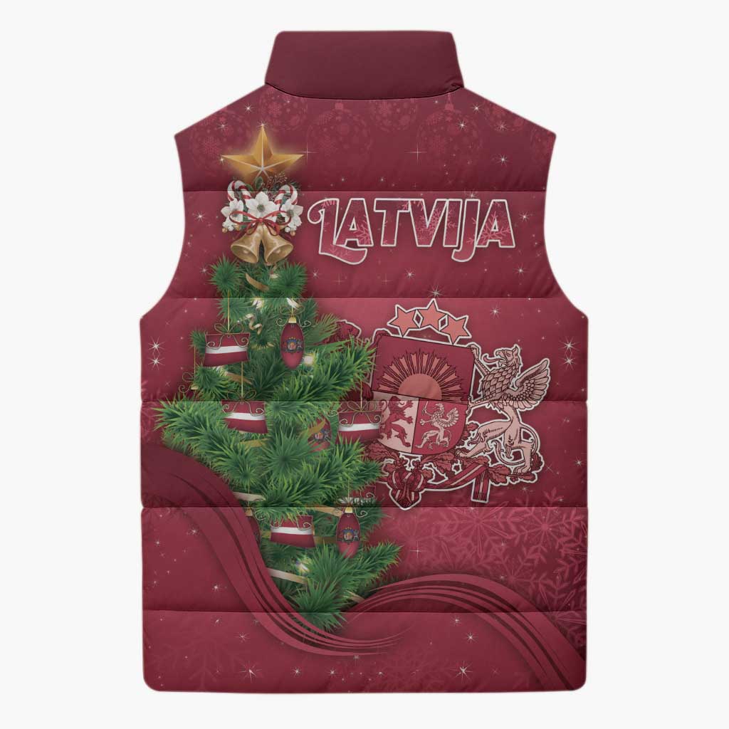 Latvia Christmas Sleeveless Puffer Jacket Xmas Tree Latvija - Wonder Print Shop