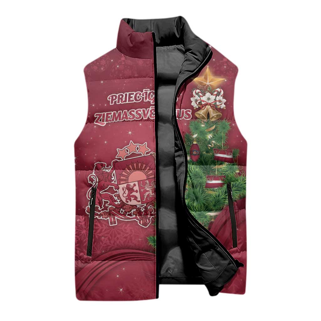 Latvia Christmas Sleeveless Puffer Jacket Xmas Tree Latvija - Wonder Print Shop