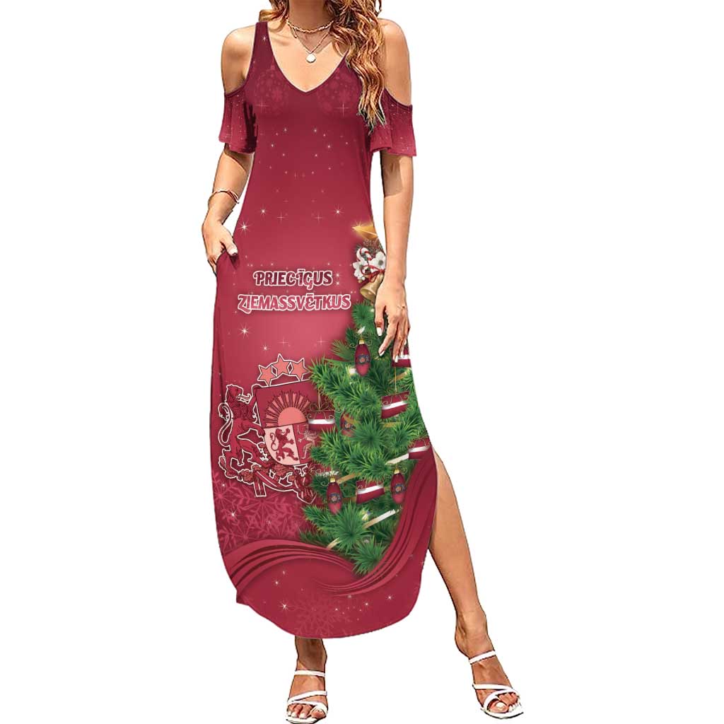 Latvia Christmas Summer Maxi Dress Xmas Tree Latvija - Wonder Print Shop