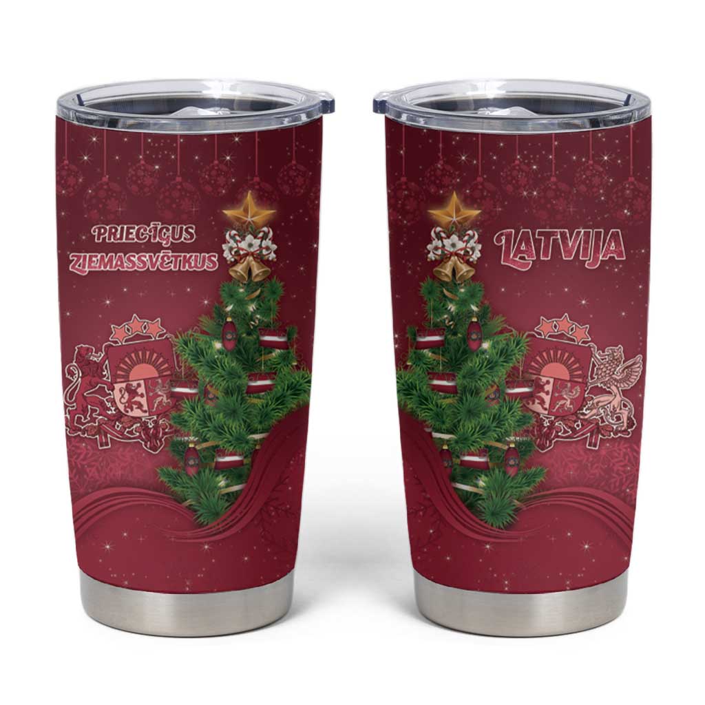 Latvia Christmas Tumbler Cup Xmas Tree Latvija - Wonder Print Shop