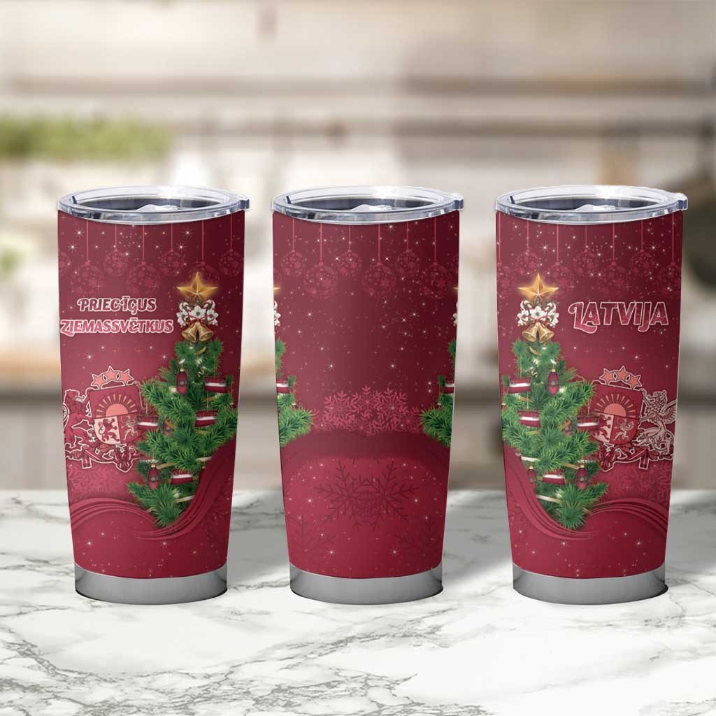 Latvia Christmas Tumbler Cup Xmas Tree Latvija - Wonder Print Shop