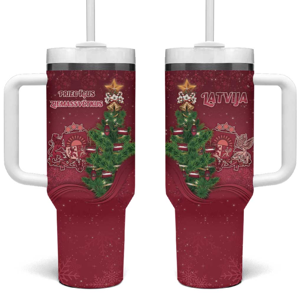 Latvia Christmas Tumbler With Handle Xmas Tree Latvija - Wonder Print Shop