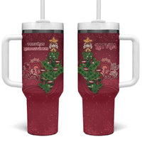 Latvia Christmas Tumbler With Handle Xmas Tree Latvija - Wonder Print Shop