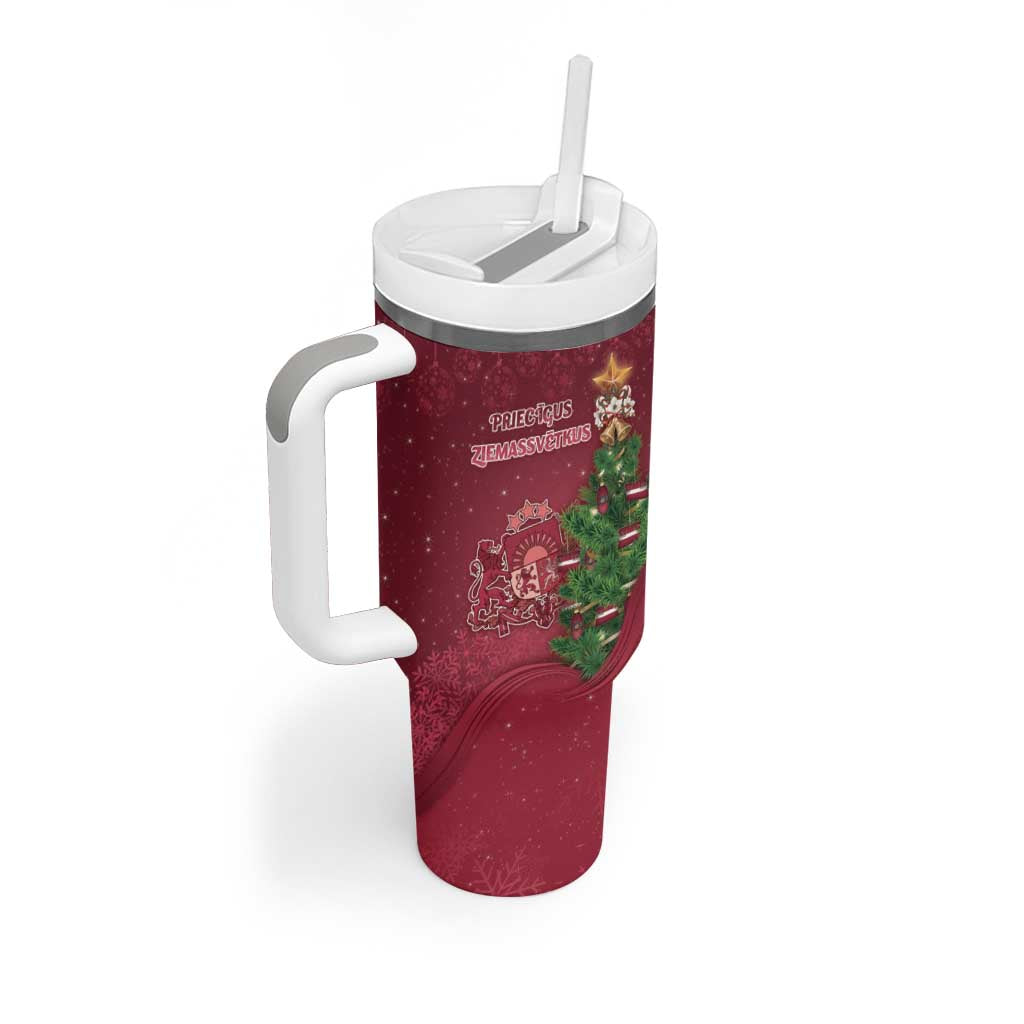 Latvia Christmas Tumbler With Handle Xmas Tree Latvija - Wonder Print Shop