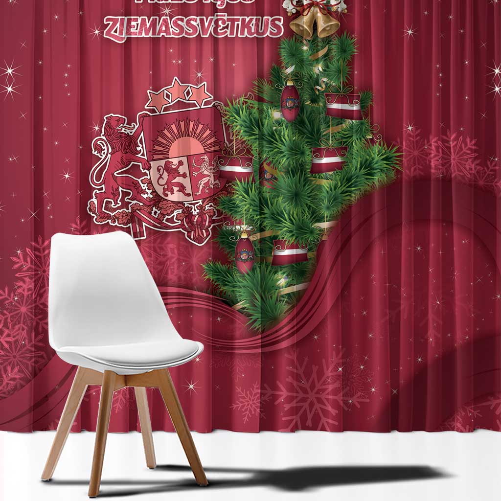 Latvia Christmas Window Curtain Xmas Tree Latvija - Wonder Print Shop