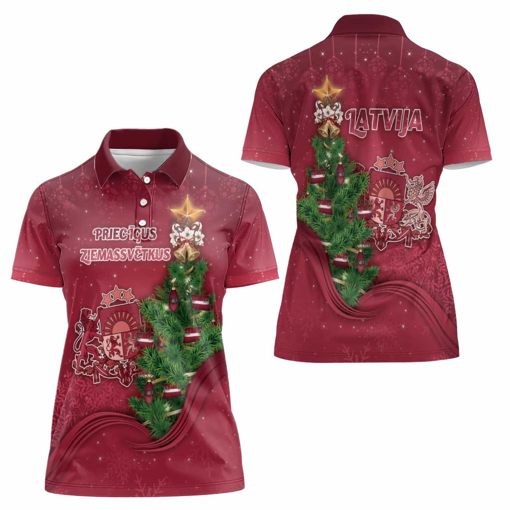Latvia Christmas Women Polo Shirt Xmas Tree Latvija - Wonder Print Shop