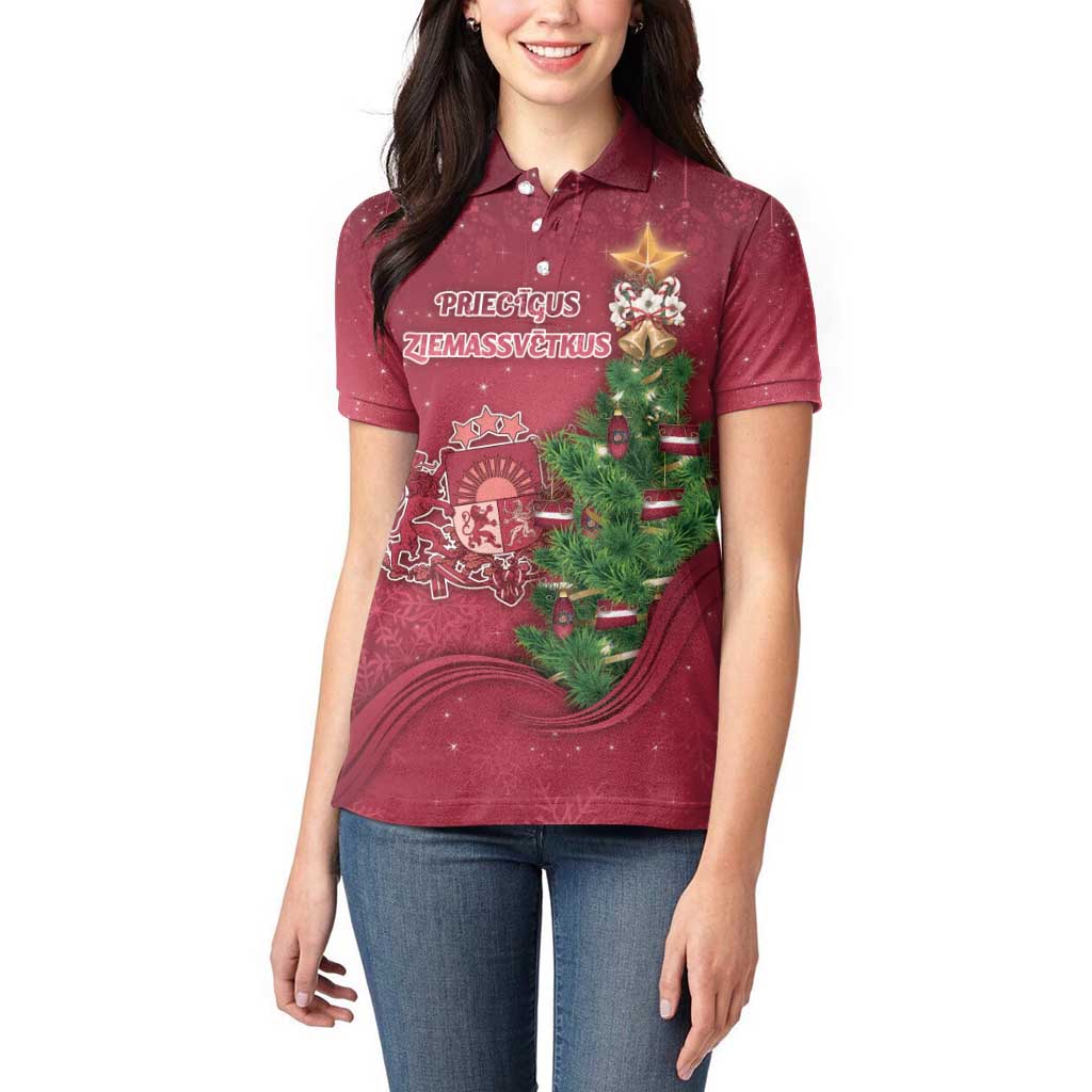 Latvia Christmas Women Polo Shirt Xmas Tree Latvija - Wonder Print Shop