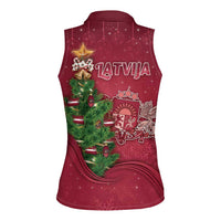 Latvia Christmas Women Sleeveless Polo Shirt Xmas Tree Latvija - Wonder Print Shop