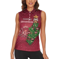 Latvia Christmas Women Sleeveless Polo Shirt Xmas Tree Latvija - Wonder Print Shop