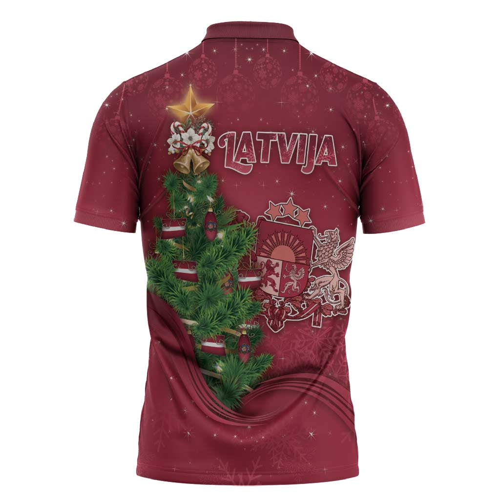Latvia Christmas Zipper Polo Shirt Xmas Tree Latvija - Wonder Print Shop