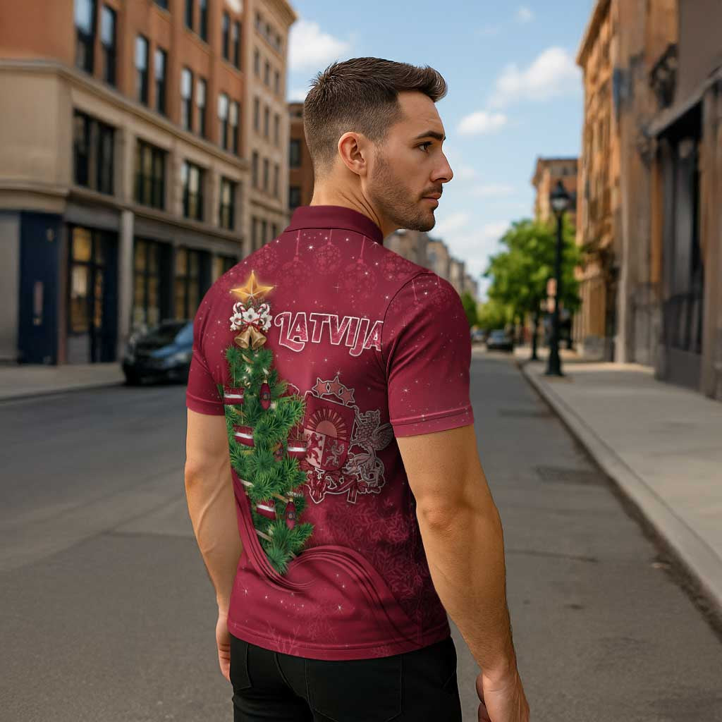 Latvia Christmas Zipper Polo Shirt Xmas Tree Latvija - Wonder Print Shop
