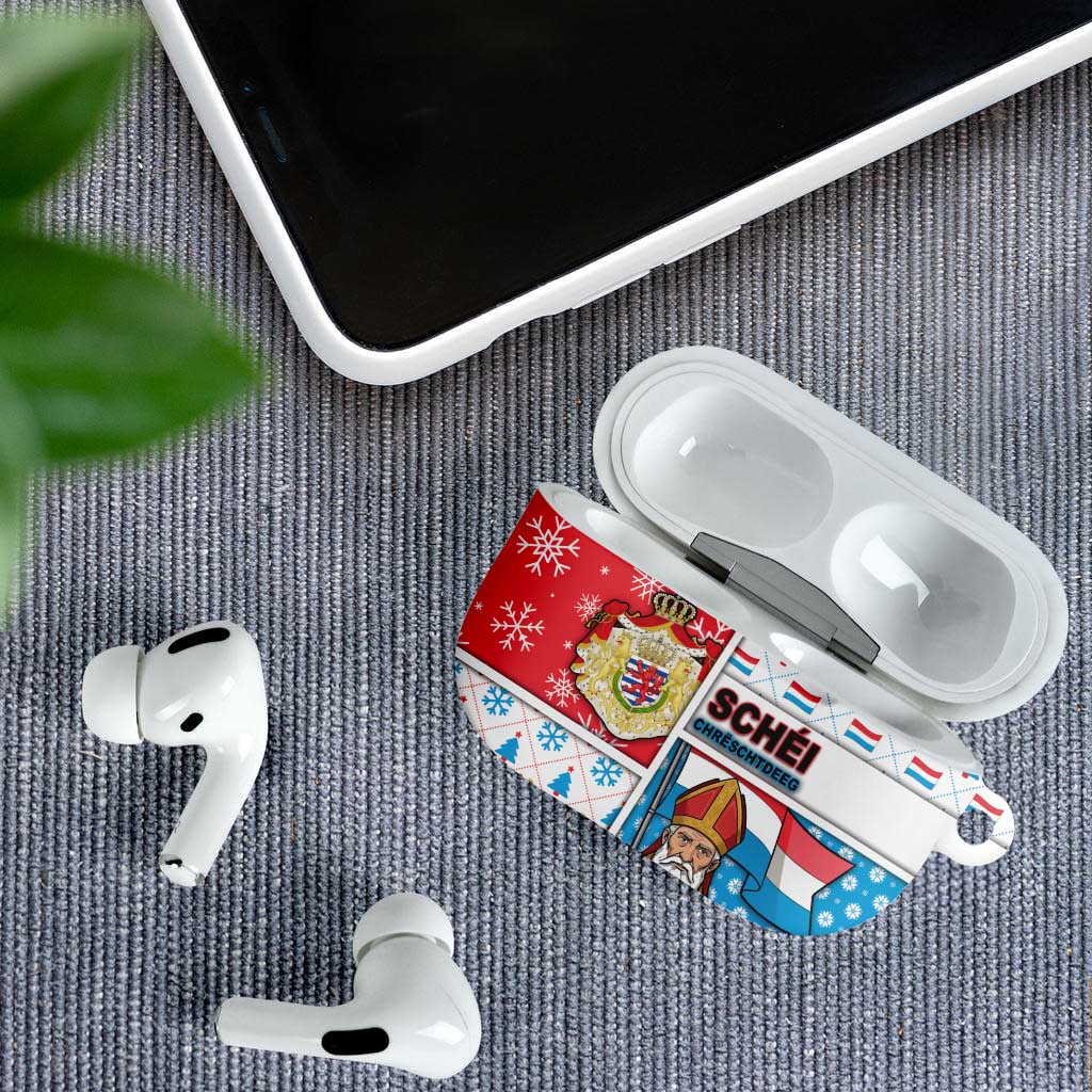 Luxembourg Christmas AirPods Case Kleeschen With Xmas Patterns - Wonder Print Shop