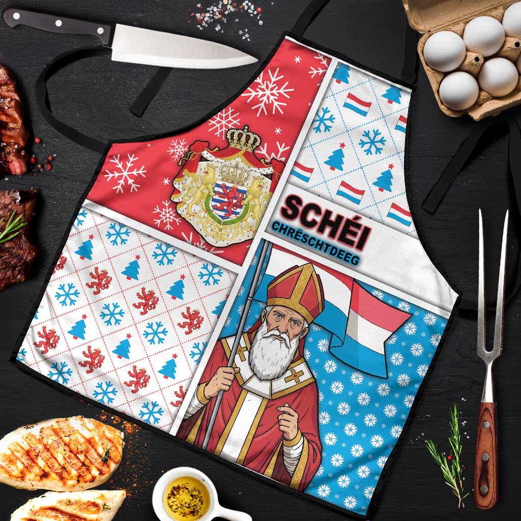 Luxembourg Christmas Apron Kleeschen With Xmas Patterns - Wonder Print Shop