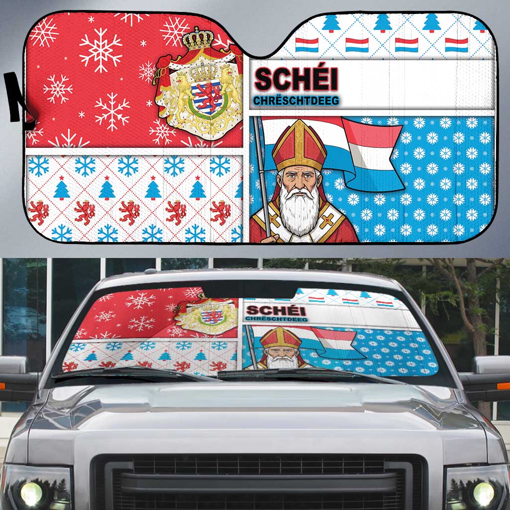 Luxembourg Christmas Auto Sun Shade Kleeschen With Xmas Patterns - Wonder Print Shop