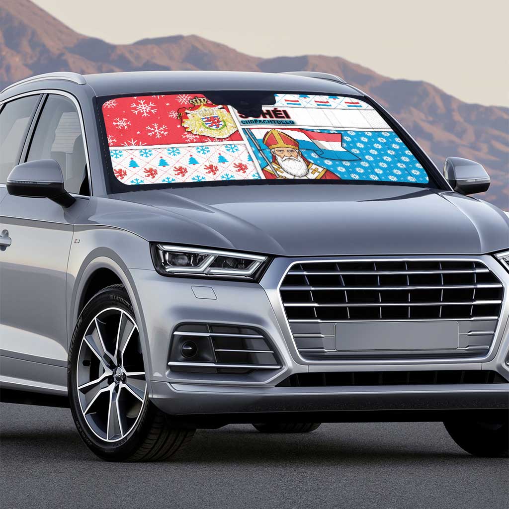 Luxembourg Christmas Auto Sun Shade Kleeschen With Xmas Patterns - Wonder Print Shop