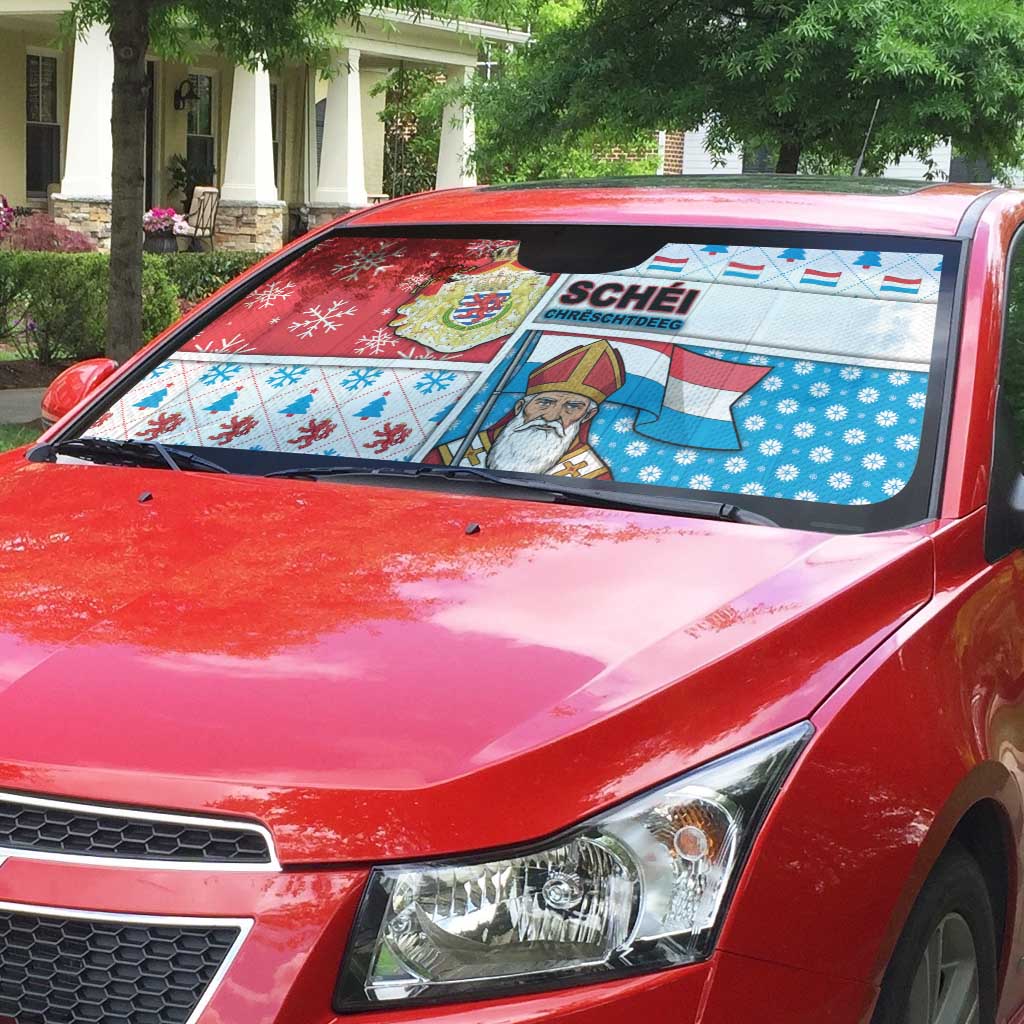 Luxembourg Christmas Auto Sun Shade Kleeschen With Xmas Patterns - Wonder Print Shop