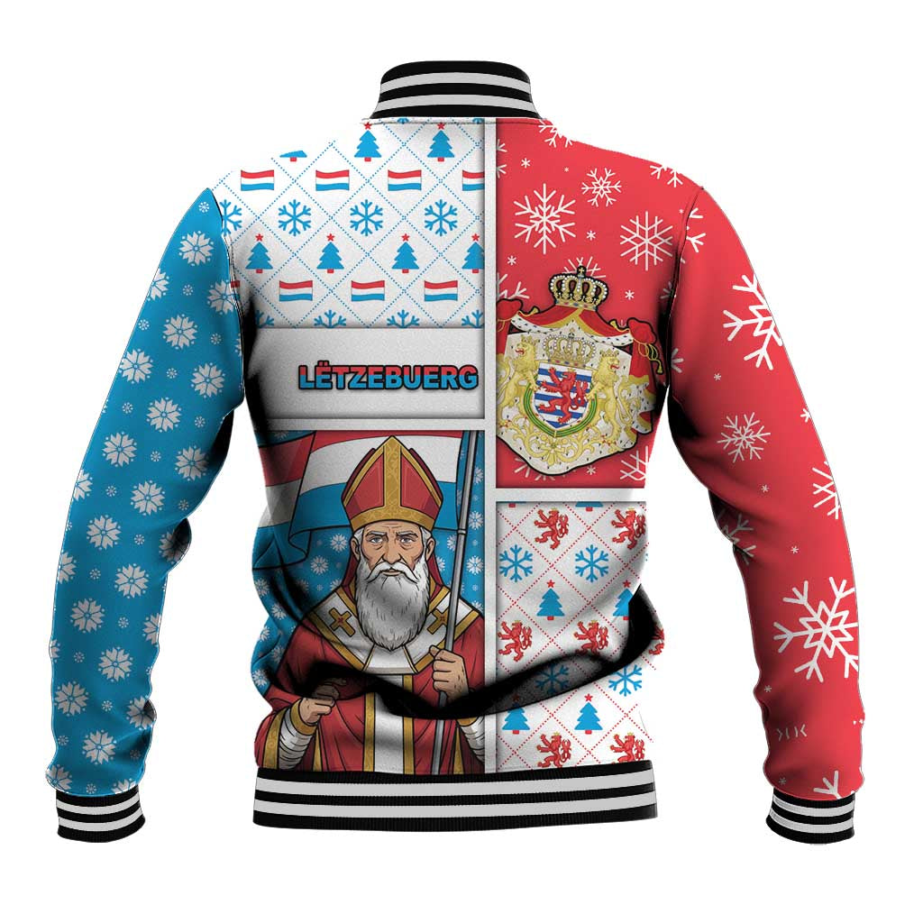 Luxembourg Christmas Baseball Jacket Kleeschen With Xmas Patterns - Wonder Print Shop