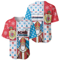 Luxembourg Christmas Baseball Jersey Kleeschen With Xmas Patterns - Wonder Print Shop