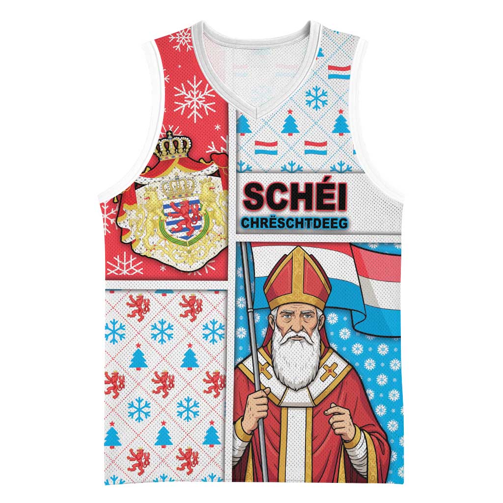 Luxembourg Christmas Basketball Jersey Kleeschen With Xmas Patterns - Wonder Print Shop