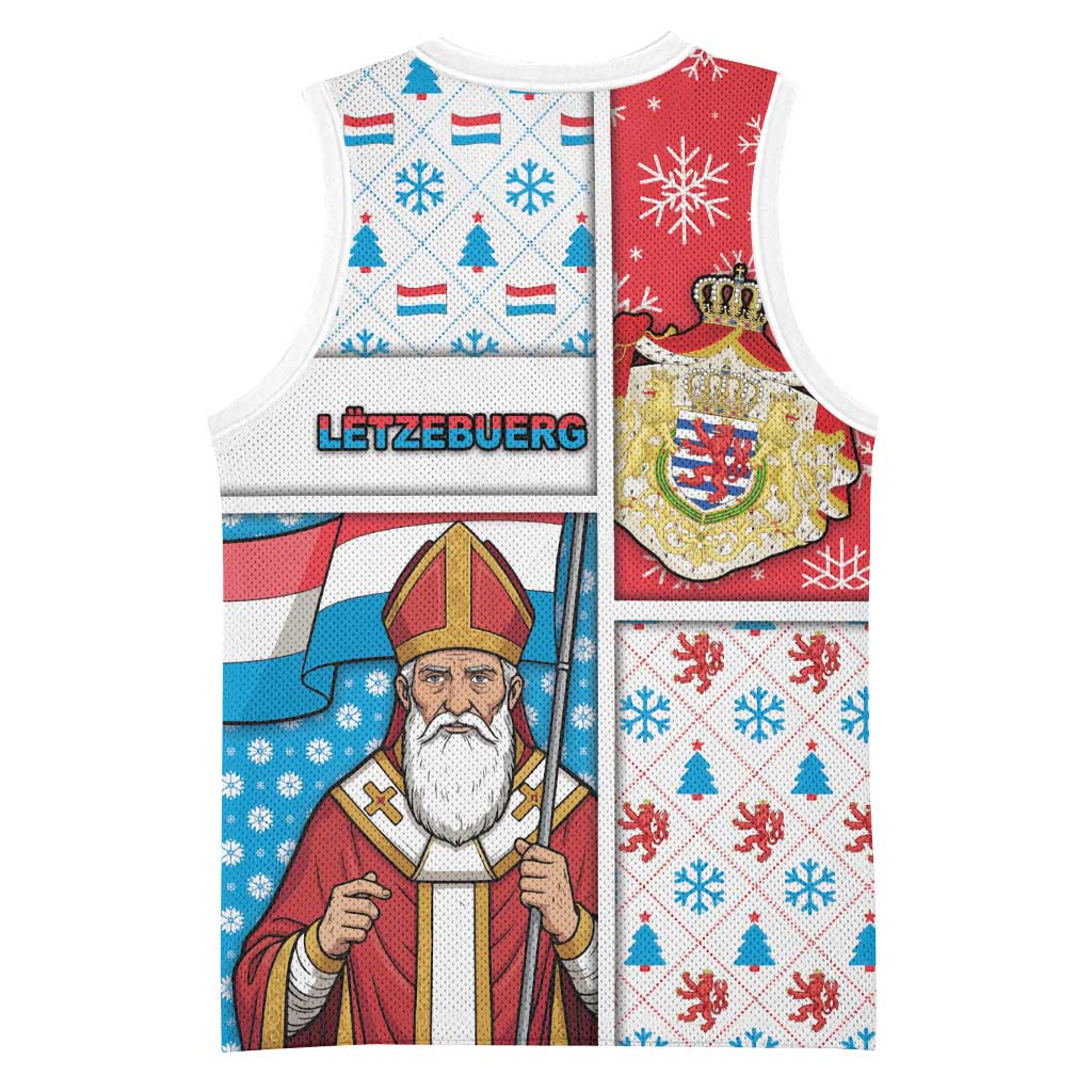 Luxembourg Christmas Basketball Jersey Kleeschen With Xmas Patterns - Wonder Print Shop