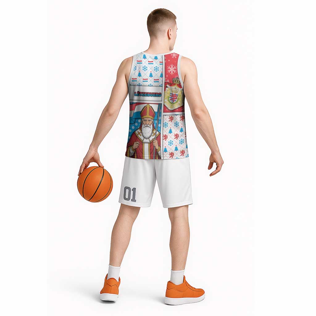 Luxembourg Christmas Basketball Jersey Kleeschen With Xmas Patterns - Wonder Print Shop