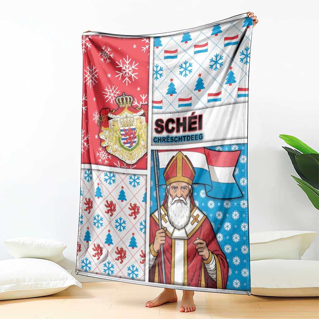 Luxembourg Christmas Blanket Kleeschen With Xmas Patterns - Wonder Print Shop