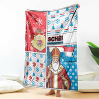 Luxembourg Christmas Blanket Kleeschen With Xmas Patterns - Wonder Print Shop