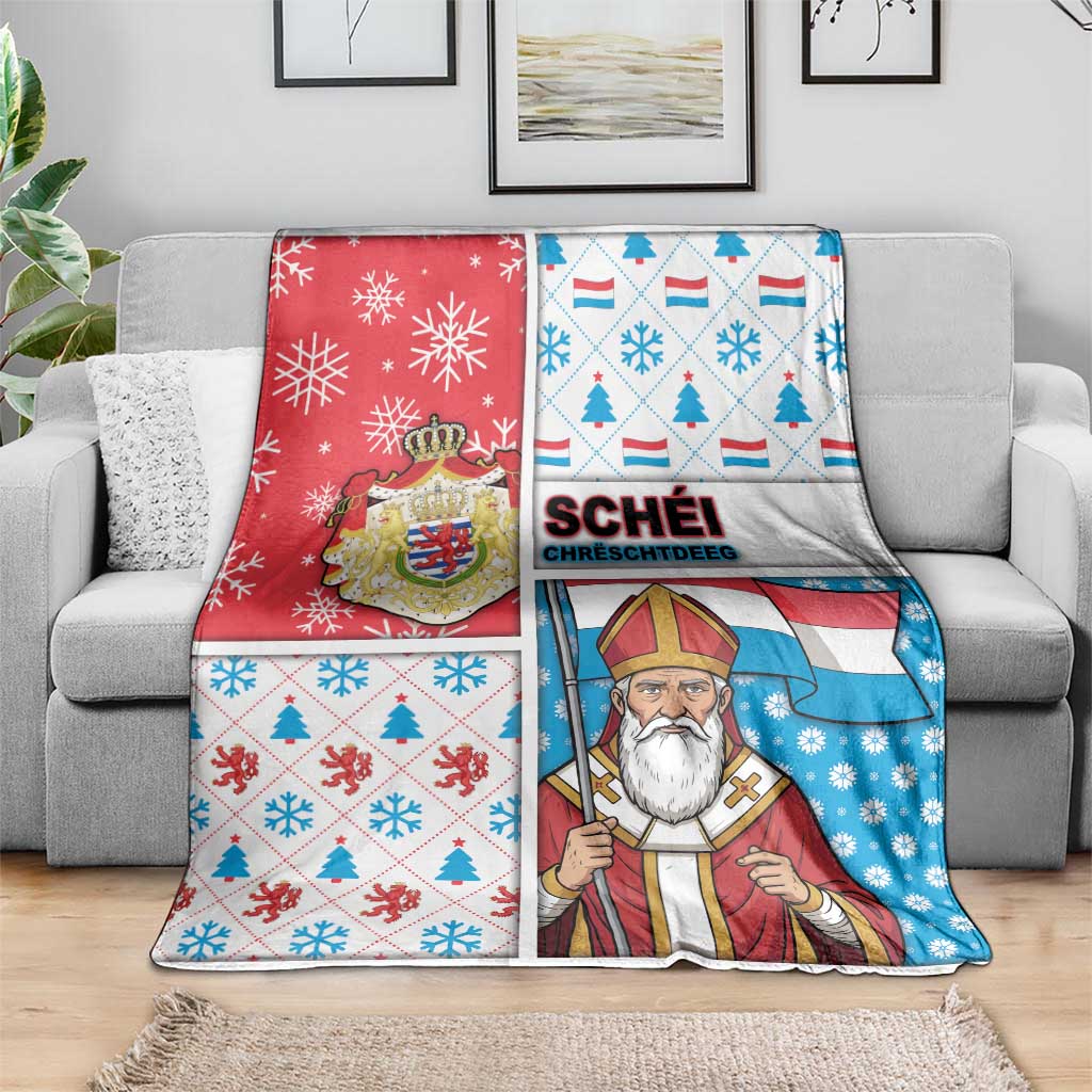 Luxembourg Christmas Blanket Kleeschen With Xmas Patterns - Wonder Print Shop