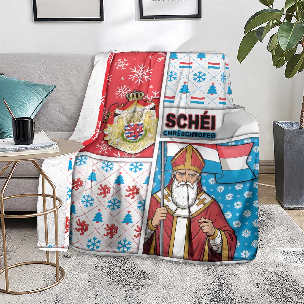 Luxembourg Christmas Blanket Kleeschen With Xmas Patterns - Wonder Print Shop