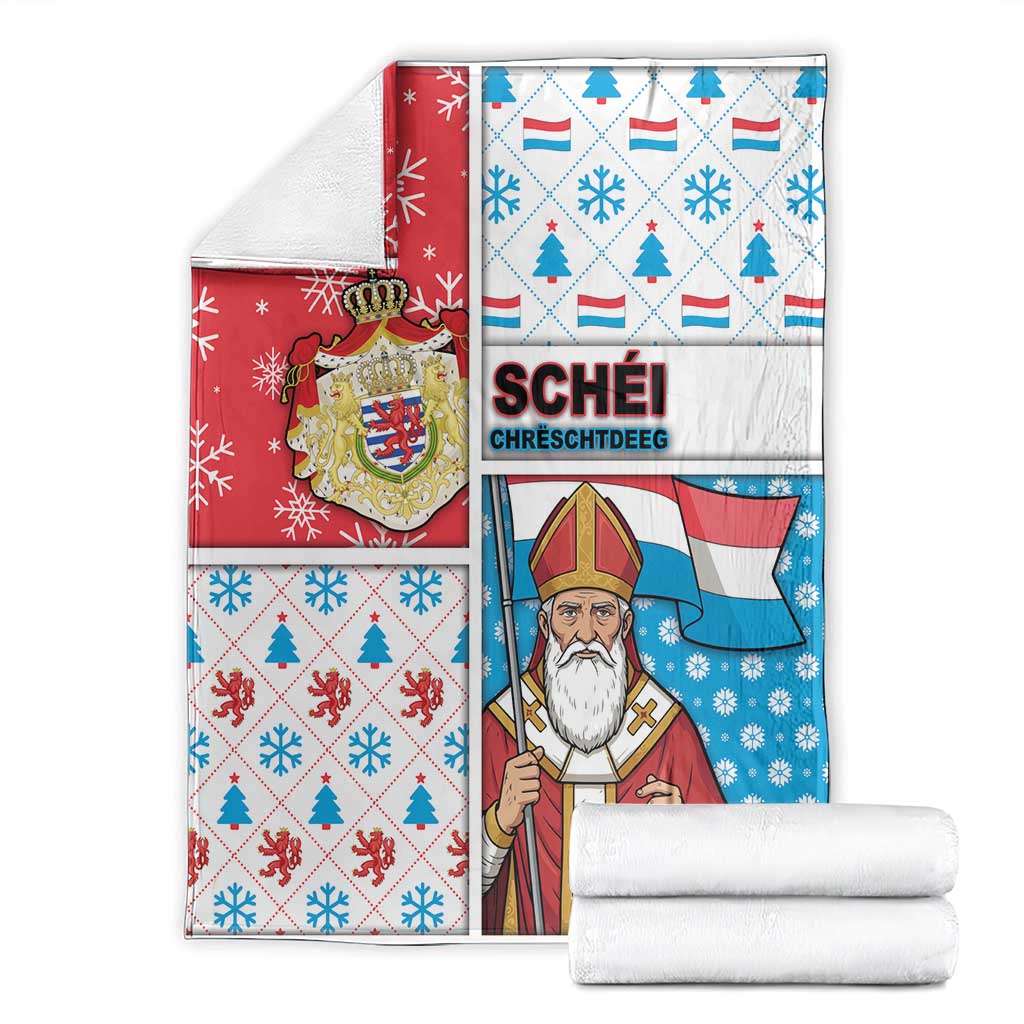 Luxembourg Christmas Blanket Kleeschen With Xmas Patterns - Wonder Print Shop