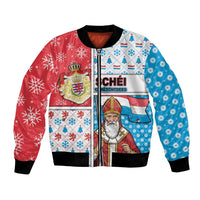 Luxembourg Christmas Bomber Jacket Kleeschen With Xmas Patterns - Wonder Print Shop