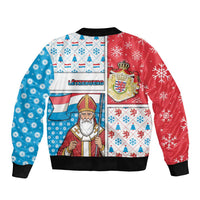 Luxembourg Christmas Bomber Jacket Kleeschen With Xmas Patterns - Wonder Print Shop
