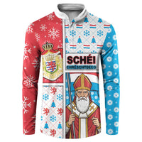 Luxembourg Christmas Button Sweatshirt Kleeschen With Xmas Patterns - Wonder Print Shop