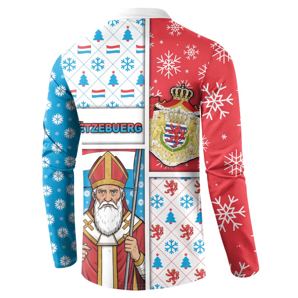 Luxembourg Christmas Button Sweatshirt Kleeschen With Xmas Patterns - Wonder Print Shop