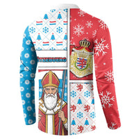 Luxembourg Christmas Button Sweatshirt Kleeschen With Xmas Patterns - Wonder Print Shop