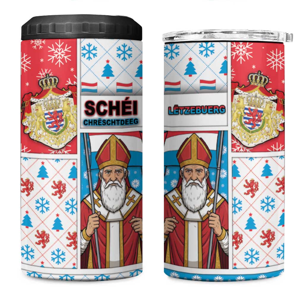Luxembourg Christmas 4 in 1 Can Cooler Tumbler Kleeschen With Xmas Patterns - Wonder Print Shop