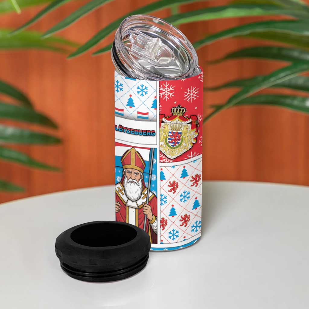 Luxembourg Christmas 4 in 1 Can Cooler Tumbler Kleeschen With Xmas Patterns - Wonder Print Shop