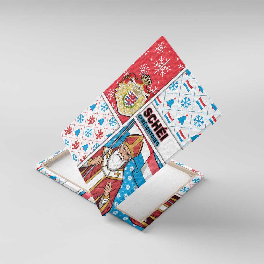Luxembourg Christmas Canvas Wall Art Kleeschen With Xmas Patterns - Wonder Print Shop