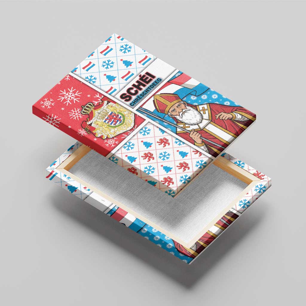 Luxembourg Christmas Canvas Wall Art Kleeschen With Xmas Patterns - Wonder Print Shop