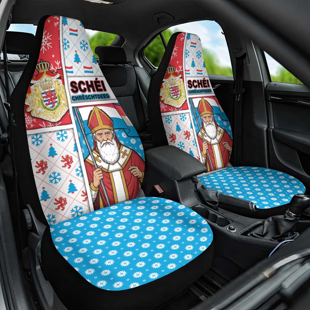 Luxembourg Christmas Car Seat Cover Kleeschen With Xmas Patterns - Wonder Print Shop