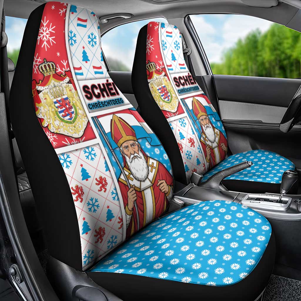 Luxembourg Christmas Car Seat Cover Kleeschen With Xmas Patterns - Wonder Print Shop