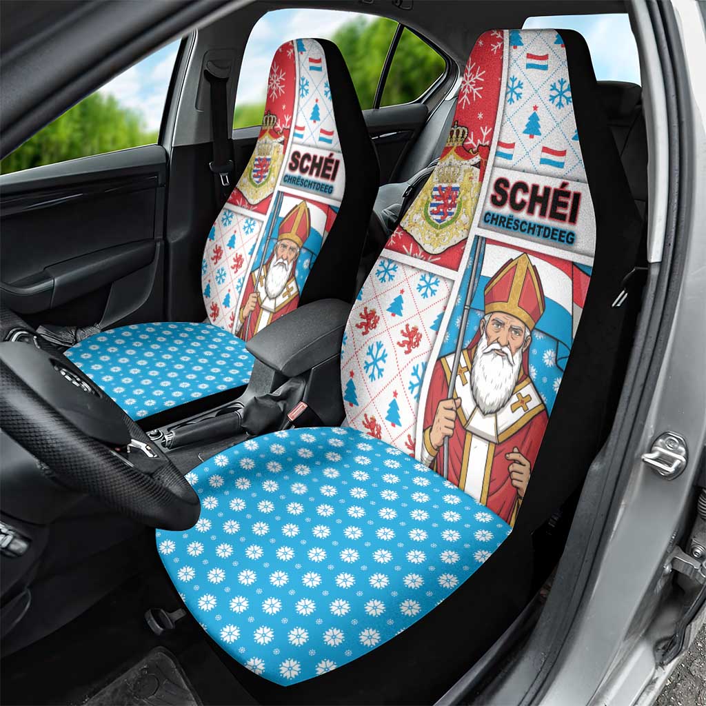 Luxembourg Christmas Car Seat Cover Kleeschen With Xmas Patterns - Wonder Print Shop
