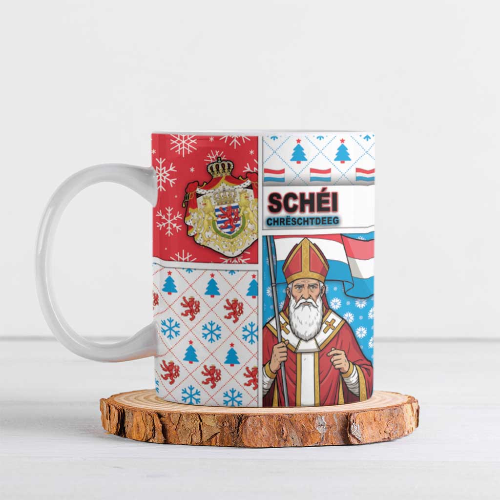 Luxembourg Christmas Ceramic Mug Kleeschen With Xmas Patterns - Wonder Print Shop