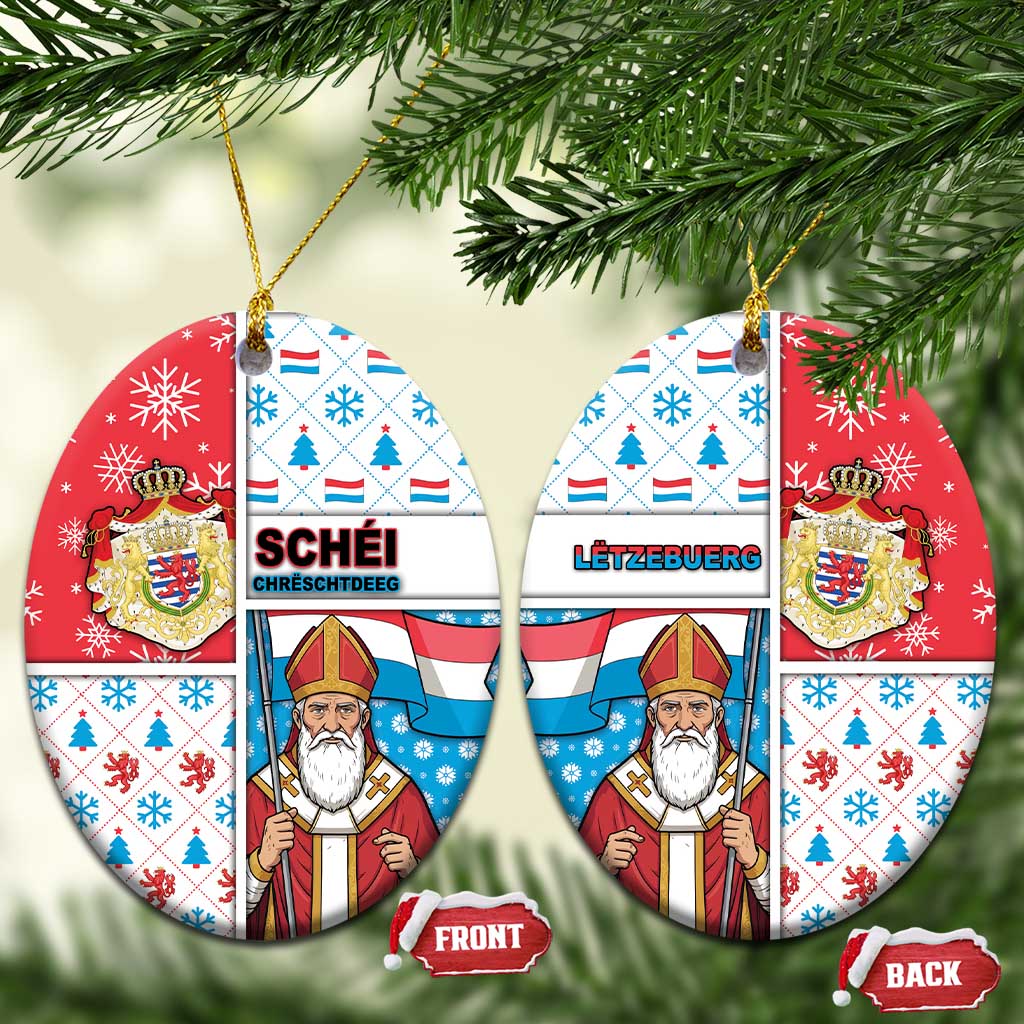 Luxembourg Christmas Ceramic Ornament Kleeschen With Xmas Patterns - Wonder Print Shop