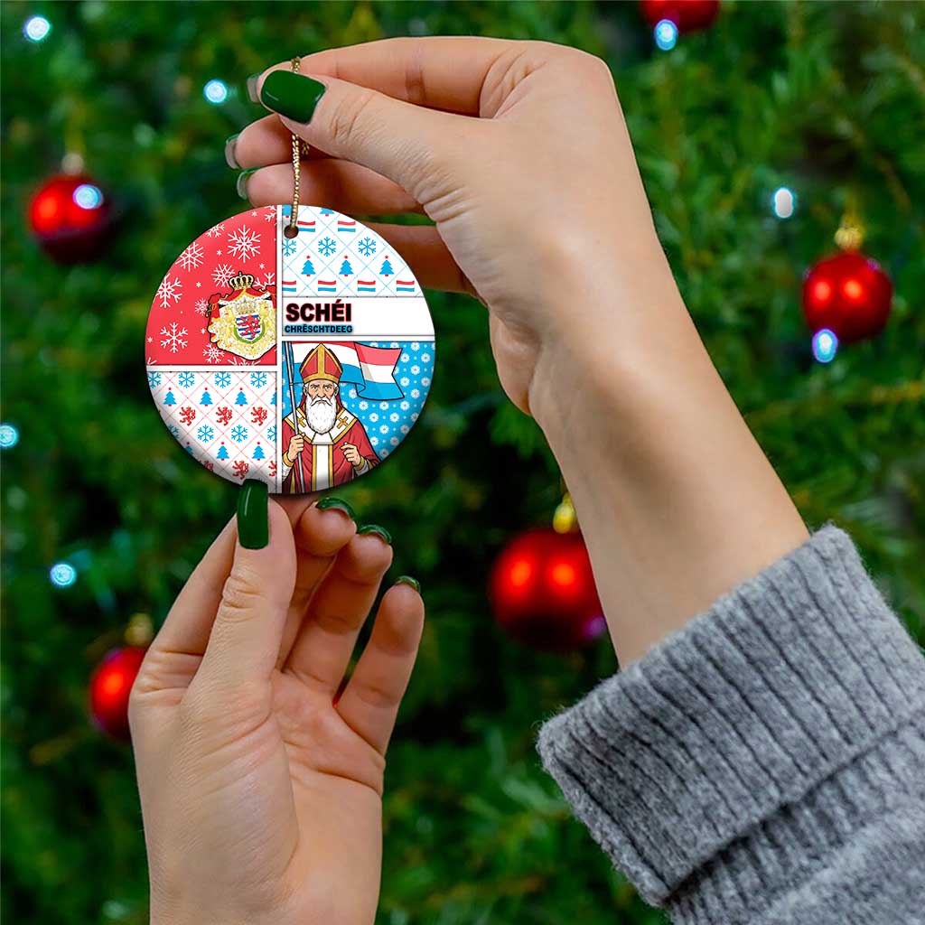 Luxembourg Christmas Ceramic Ornament Kleeschen With Xmas Patterns - Wonder Print Shop
