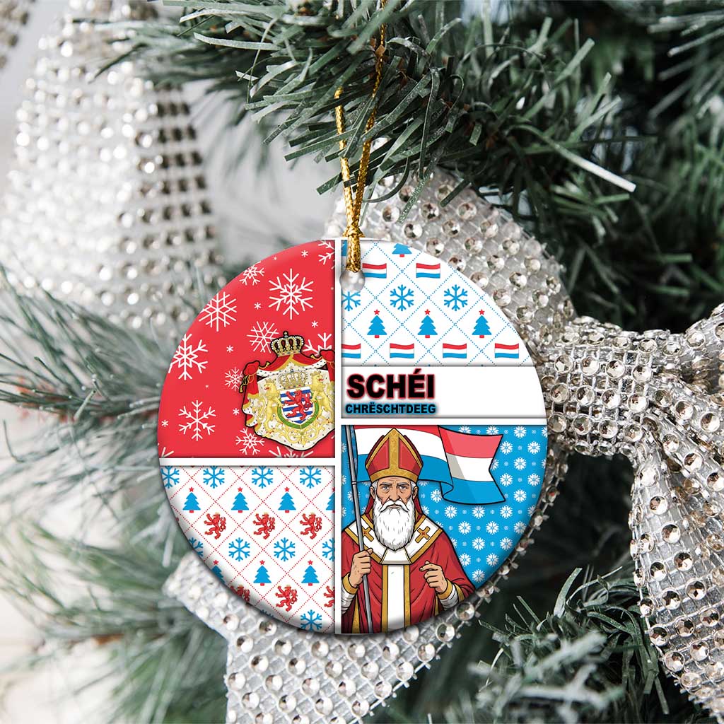 Luxembourg Christmas Ceramic Ornament Kleeschen With Xmas Patterns - Wonder Print Shop