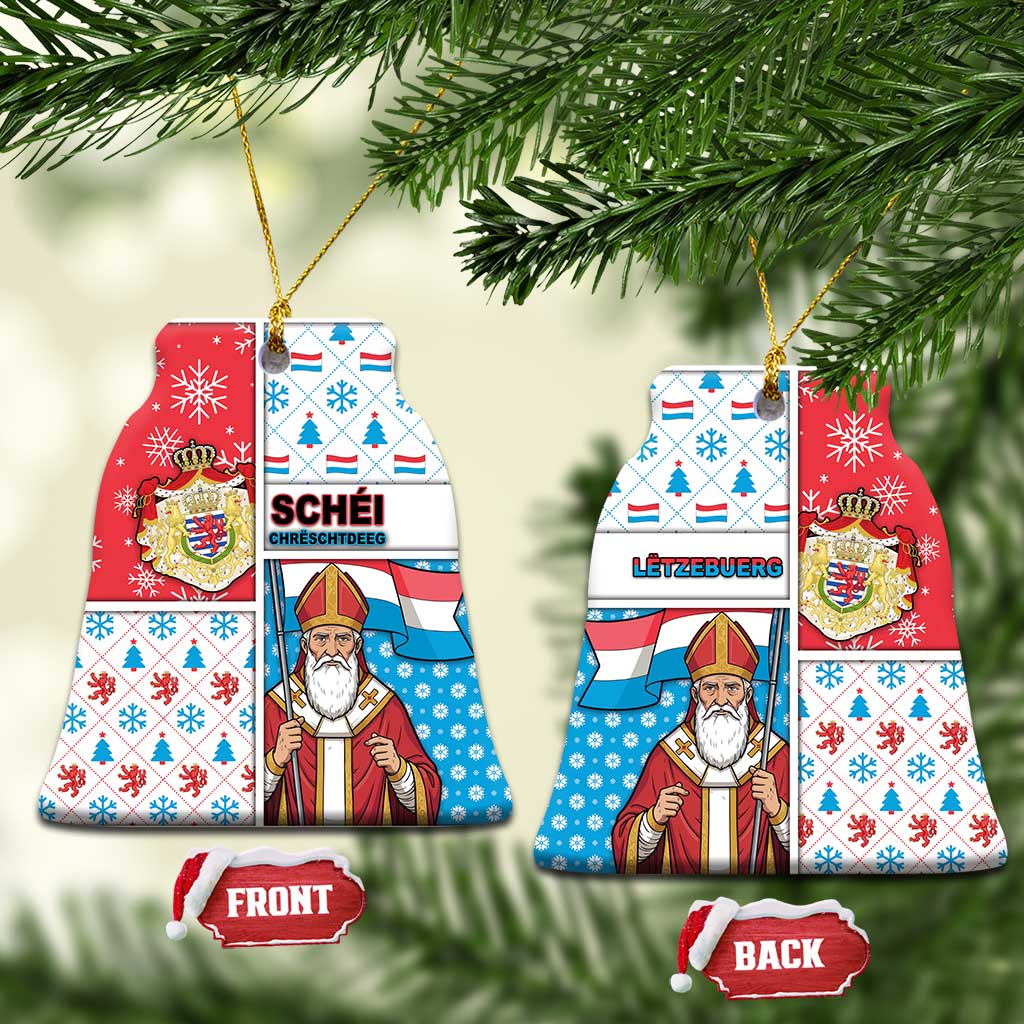 Luxembourg Christmas Ceramic Ornament Kleeschen With Xmas Patterns - Wonder Print Shop