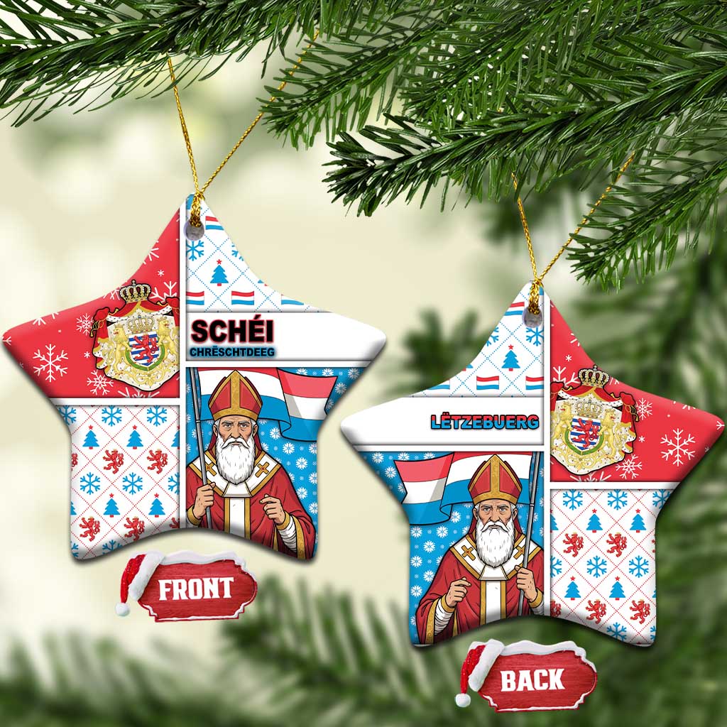 Luxembourg Christmas Ceramic Ornament Kleeschen With Xmas Patterns - Wonder Print Shop