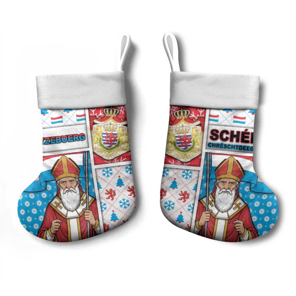 Luxembourg Christmas Stocking Kleeschen With Xmas Patterns - Wonder Print Shop