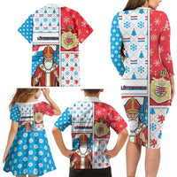 Luxembourg Christmas Family Matching Long Sleeve Bodycon Dress and Hawaiian Shirt Kleeschen With Xmas Patterns - Wonder Print Shop